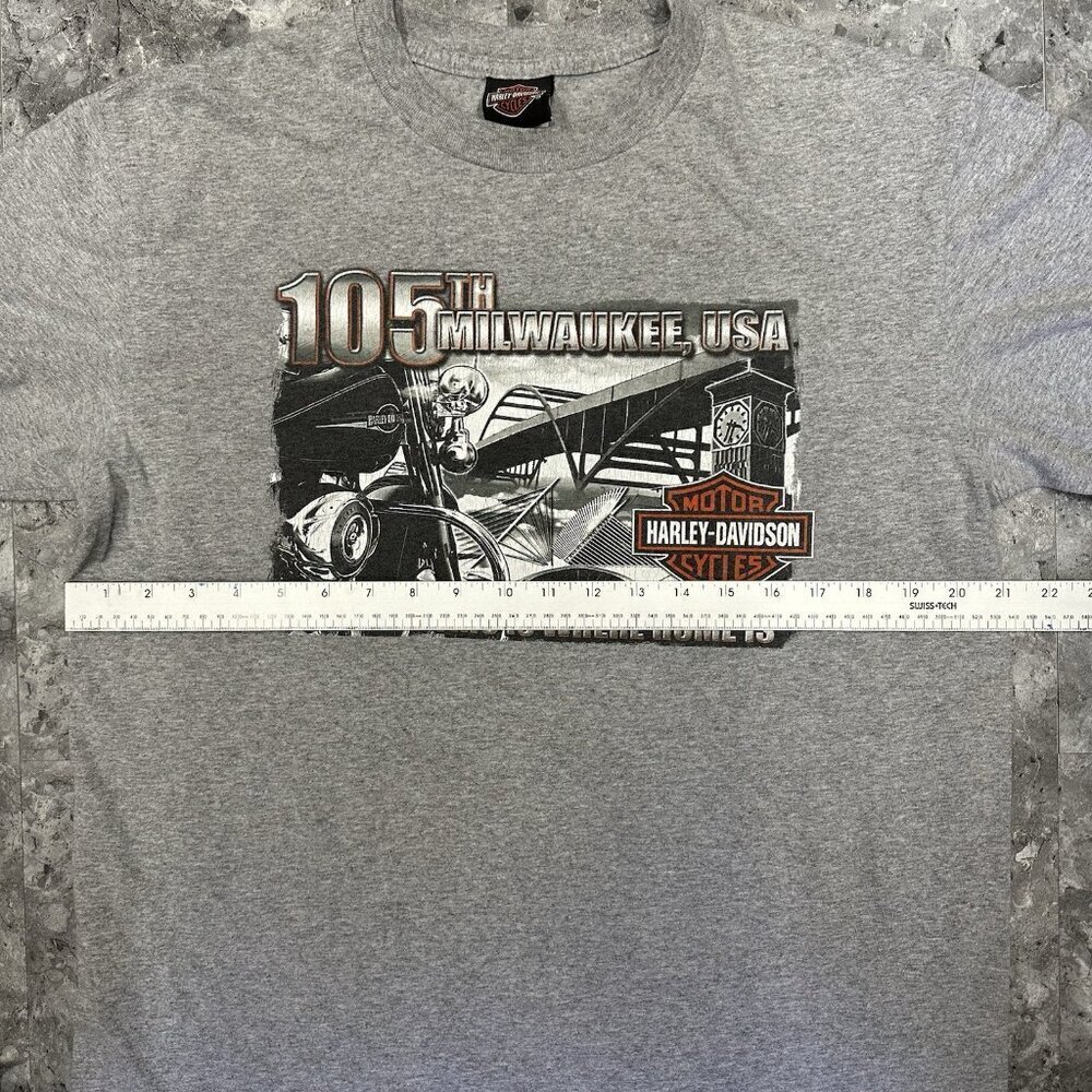 Harley Davidson 105th Anniversary Milwaukee, USA Shirt Size large Y2K Grey 2008 - Picture 6 of 7